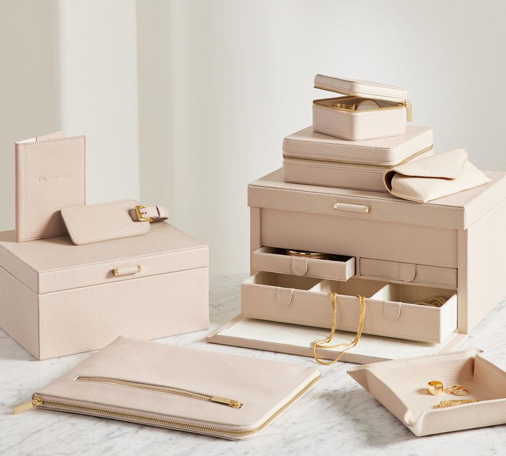 Quinn Leather Jewellery Storage Collection Foil Debossed Pottery Barn Australia